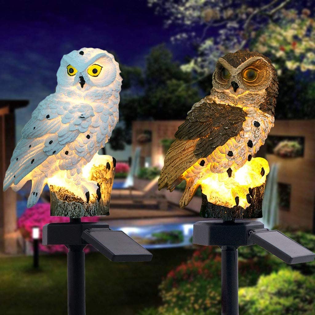 Owl Solar Stake Lights Outdoor, Waterproof Garden Deco Pathway Yard Lamp